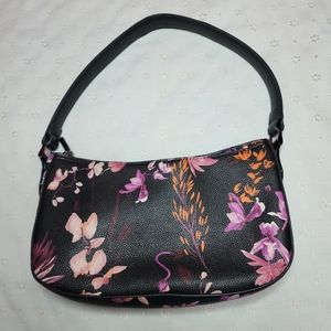 BLACK A NEW DAY Floral Hand Bag SMALL Used in Good Condition Man-made Materials